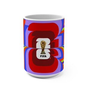 FIFA World Cup Trophy Mug | Retro Rainbow Optical Illusion