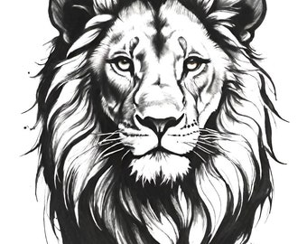 Lions Head clipart, Lion print file, t shirt design. Wall art. Simplified cut file included. JPG, SVG files