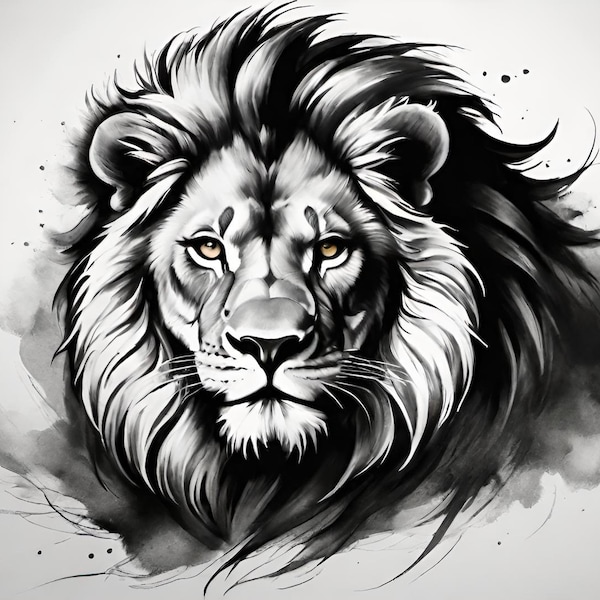 Lions Head Clipart, Lion print file, t shirt design. Wall art. Simplified cut file included. Jpg, SVG and PNG