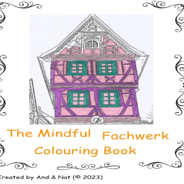 Mindful Half-Timbered Houses Colouring Book