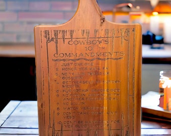 Custom Gift For Him Western Cowboy Commandments Décor Love Gift For Husband Custom Cutting Board Decor Gift Charcuterie Board Wall Décor
