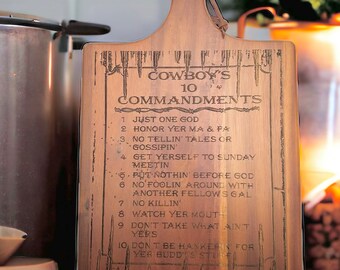 Ten Commandments Wall Art Kitchen Decor Vacation Home Cutting Board Idea For Religious Airbnb Rental Host Charcuterie Board Commandments