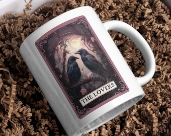 The Lovers Halloween Crow and Raven Tarot Card Style PNG | Gothic
