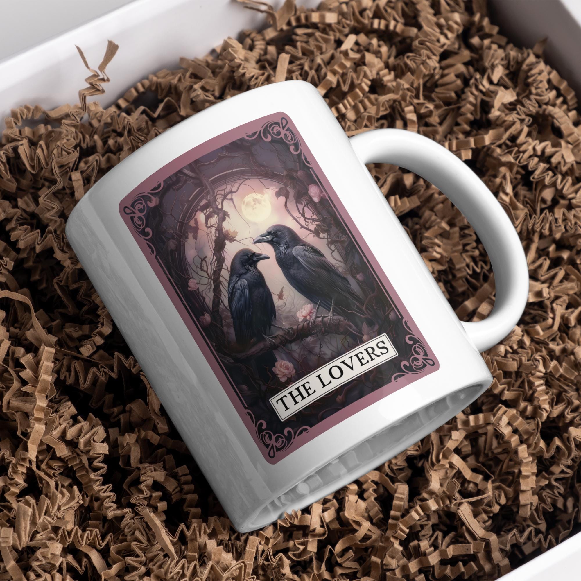 The Lovers Halloween Crow and Raven Tarot Card Style PNG | Gothic