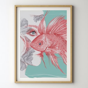 Poster Stampa Artistica "Apnea" A3 297 x 420 mm Decorazione da parete, Poster illustrato