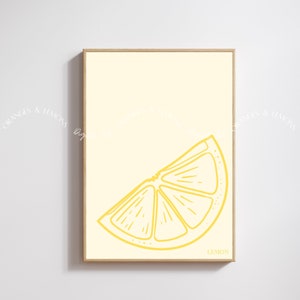 Poster Zitrone | Minimalistischer Digital Download Print | Ästhetische Wandkunst Trending Kitchen Decor Geschenk