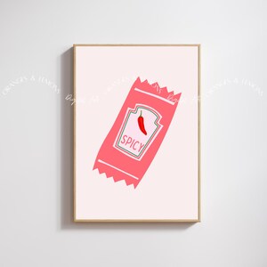 Spicy Sauce Sachet Digital Print Sauce Sachet Poster Sauce Wall Art Spicy Download Kitchen Decor Trending Gift Aesthetic Minimalist
