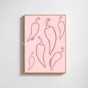 Chilli Digital Print Chillis Poster Wall Art Download Chilli Kitchen Decor Trending Gift Aesthetic Minimalist