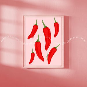 Chili digitale print chili poster handvol chili muurkunst chili peper downloaden keukendecor Trending cadeau esthetisch minimalistisch