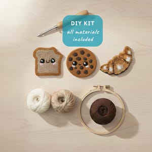 Kit de sous-verres perforés (pain grillé, biscuit et croissant), cadeau artisanal pour débutants, projet de décoration intérieure, cadeau de Noël