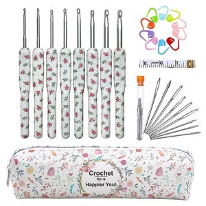 Crochet Love Geschenk Nadel-Set für Anfänger Floral Aufbewahrungstasche Muttertagsgeschenk Jahrestag Oma Geschenk Ergonomischer Griff Aluminiumnadeln Bild 2