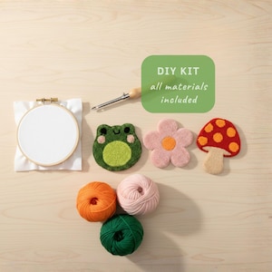Kit de bordado con aguja mágica para principiantes (rana, seta y flor), ideal para regalar en Navidad.