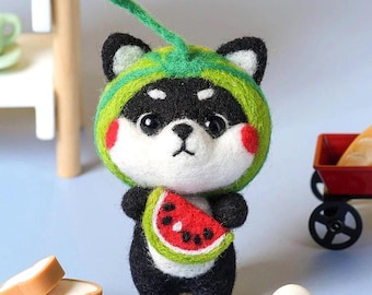 Felting Kit Panda with Watermelon, Cute Wool Felting Kit for Beginners, Easy Diy Craft Kit forTeens, Christmas Craft Gift, Adult Art Therapy
