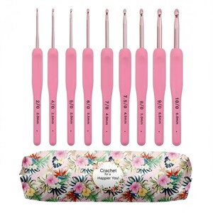 Set regalo per amanti dell'uncinetto con custodia a forma di fiore, uncinetto per principianti 27 pezzi, impugnatura morbida ed ergonomica, regalo per amanti dell'uncinetto, regalo di Natale Rosa