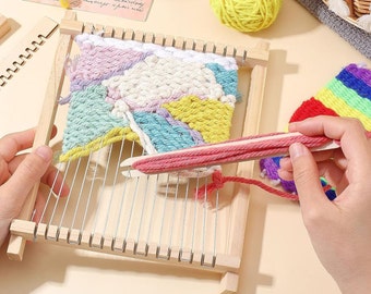 Kit de telar Proyecto de artesanía para la escuela en casa Kit de telar para niños Kit de telar para principiantes Telar de tapices Telar de madera Kit para adultos Telar de heddle rígido