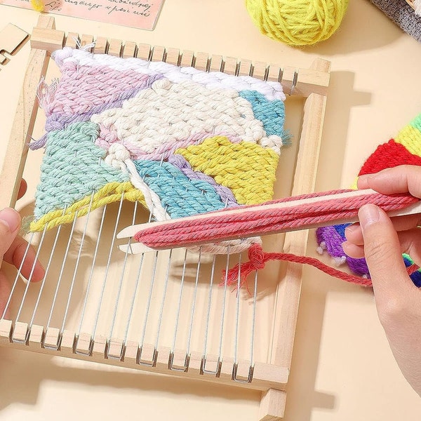 Loom Kit Homeschool Craft Project Kids Weaving Looming Kit Starter Weaving Tapestry Loom Wooden Loom Craft Adults Kit Rigid Heddle Loom