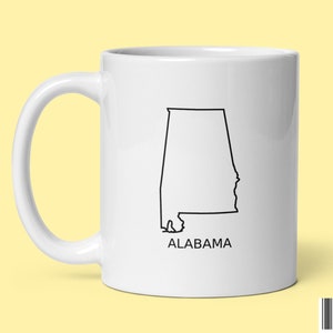 Tasse de café de contour de carte de l'Alabama | Conception minimaliste de dessin au trait de carte des Etats-Unis | Idées cadeaux pour elle et lui Mug à café Tasse à thé