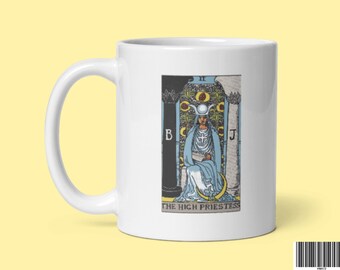 Taza de la Carta del Tarot de la Suma Sacerdotisa - Diseño de Arte de los Arcanos Mayores