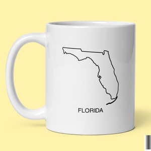 Overzicht van de kaart van Florida Koffiemok | Minimalistisch VS-kaartlijnkunstontwerp | Cadeau-ideeën voor hem en haar koffiemok theekopje