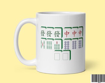Caneca pequena da telha dos dragões de Mahjong de <br> Entrega Rápida?小三元 | Caneca de chá de cerâmica para presentes Mah-Jongg