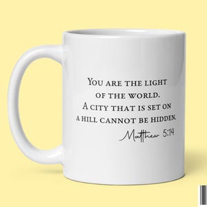 Matthäus 5:14 NKJV Kaffeetasse Christlicher Glaube Bibel Vers Geschenkbecher, Männer Frauen Selbstermächtigung Schriftbecher, Bibelstudie Keramik Teetasse