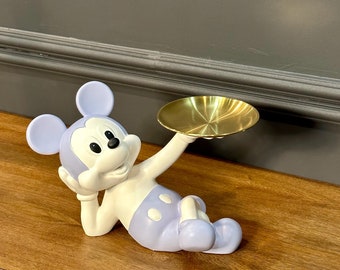 Lying Down Mickey Mouse Statue Matte Blue, Pop Art Mickey Mouse Sculpture, Kids Room Statue, Cartoon Statue, Comic Book Gift