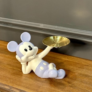 Lying Down Mickey Mouse Statue Matte Blue, Pop Art Mickey Mouse Sculpture, Kids Room Statue, Cartoon Statue, Comic Book Gift