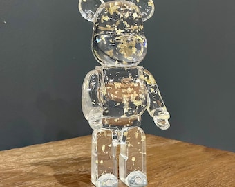 Ladrillo de oso de hoja de oro, estatua de arte pop de oro, escultura de hoja de oro, estatua hecha a mano de resina, adorno de oso