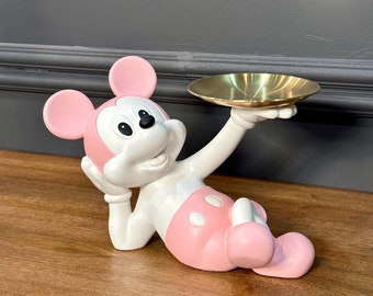Lying Down Mickey Mouse Statue Matte Pink, Pop Art Mickey Mouse Sculpture, Kids Room Statue, Cartoon Statue, Comic Book Gift