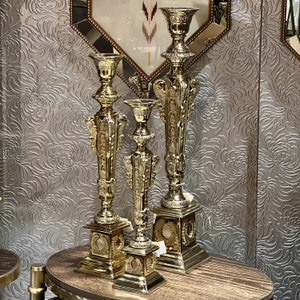 Vintage Brass 3 Sizes Candelabra, Brass Single Candle Holder, X Large Candlestick, Antique Candelabra, Gold Candle Holder, Classic Decor