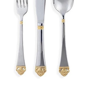 84 Stück 12 Personen 24K Gold Vintage Besteck Set, Silberbesteck Set, Exklusives Besteck Set, Elegantes Vintage Geschirr Set