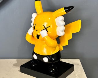 Handmade Designer Pikachu Style Art Sculpture – Pop Art Collectible Figurine, Modern Home Decor