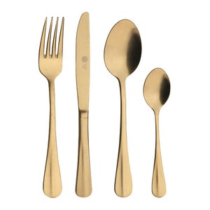 Italienisches Edelstahl Mattgold 24-teiliges Besteckset Mattegold mit Geschirr Mattegoldbesteck Sonderserie