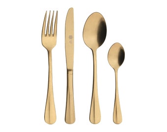Italian Stainless Steel Matte Gold 24-Piece Cutlery Set Matte Gold with  Tableware Matte Gold Cutlery Set special series