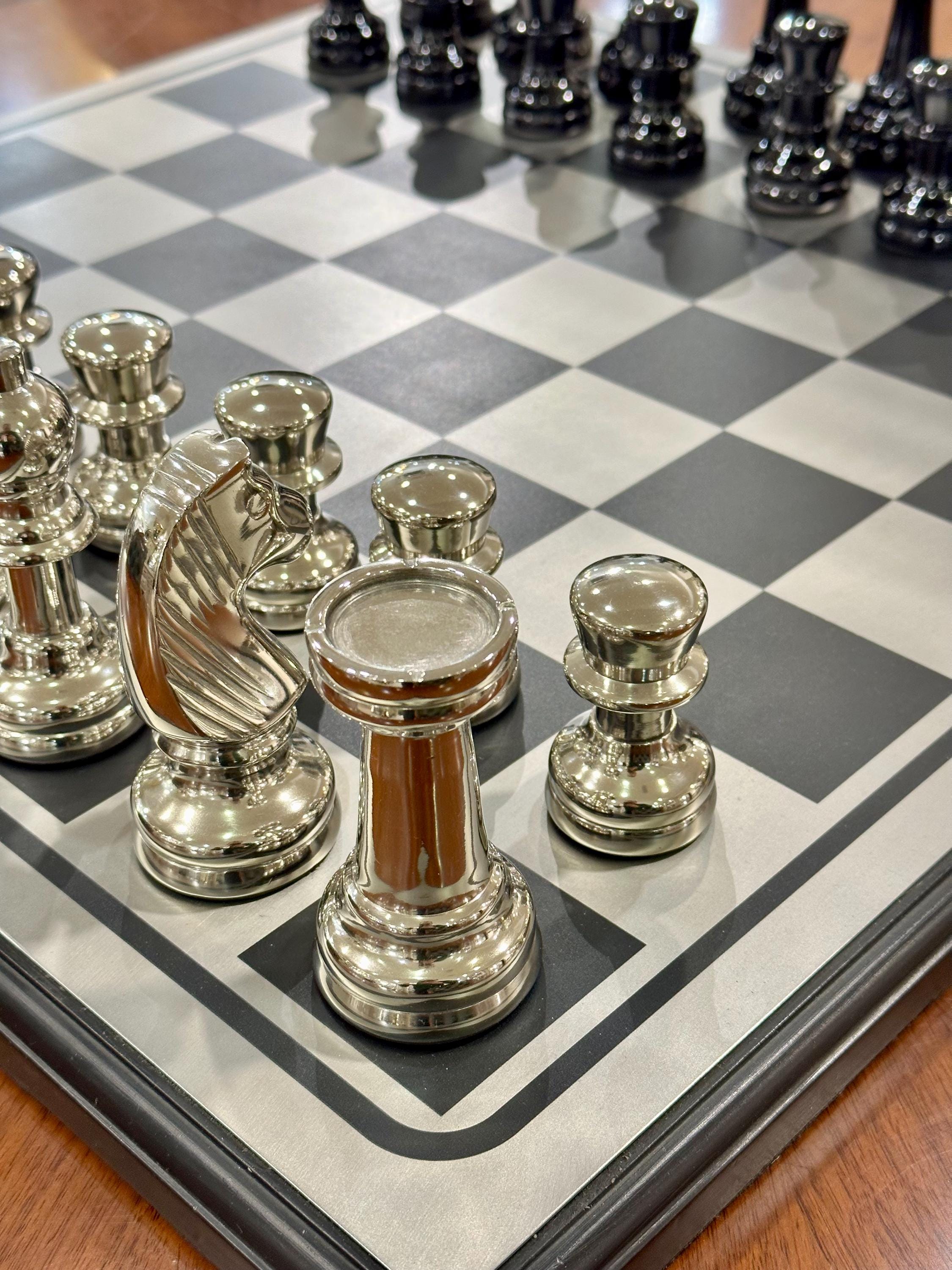 25 Inch Giant Premium Chess Set, Luxury Metal Chess Set
