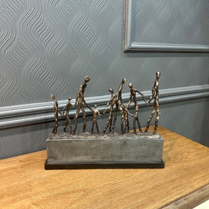 Family Portrait Sculpture,Let&#39;s Gather Family Statue,Elegant Contemporary Sculpture, Mid-Century Modern Statue, Great Family with Children