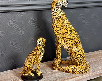 Leather Wrapped Leopard With Hand Painted Spots and Whiskers