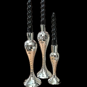 Moderna silverljusstakar – Skulpturala metallljusstakar – Lyxig heminredningsdekoration