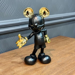 Black and Gold Mickey Mouse Statue, Pop Art Mickey Mouse Sculpture, Kids Room Statue, Pop Art Collection, Modern Home Decor,Comic Book Gift