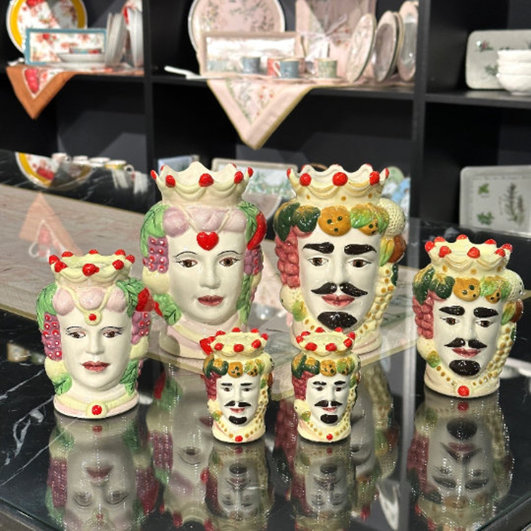 Multicolor Sicilian Statue SICILIAN HEAD Ceramic Salt and Pepper Moor