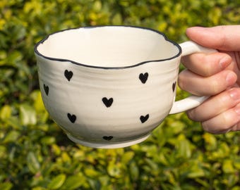 Handmade Love Wave Mugs, Custom Name Ceramic Mugs, Handmade Coffee Mugs, Ceramic Mugs, Mom Mugs, For her Unique Gift,Cute Coffee Mug
