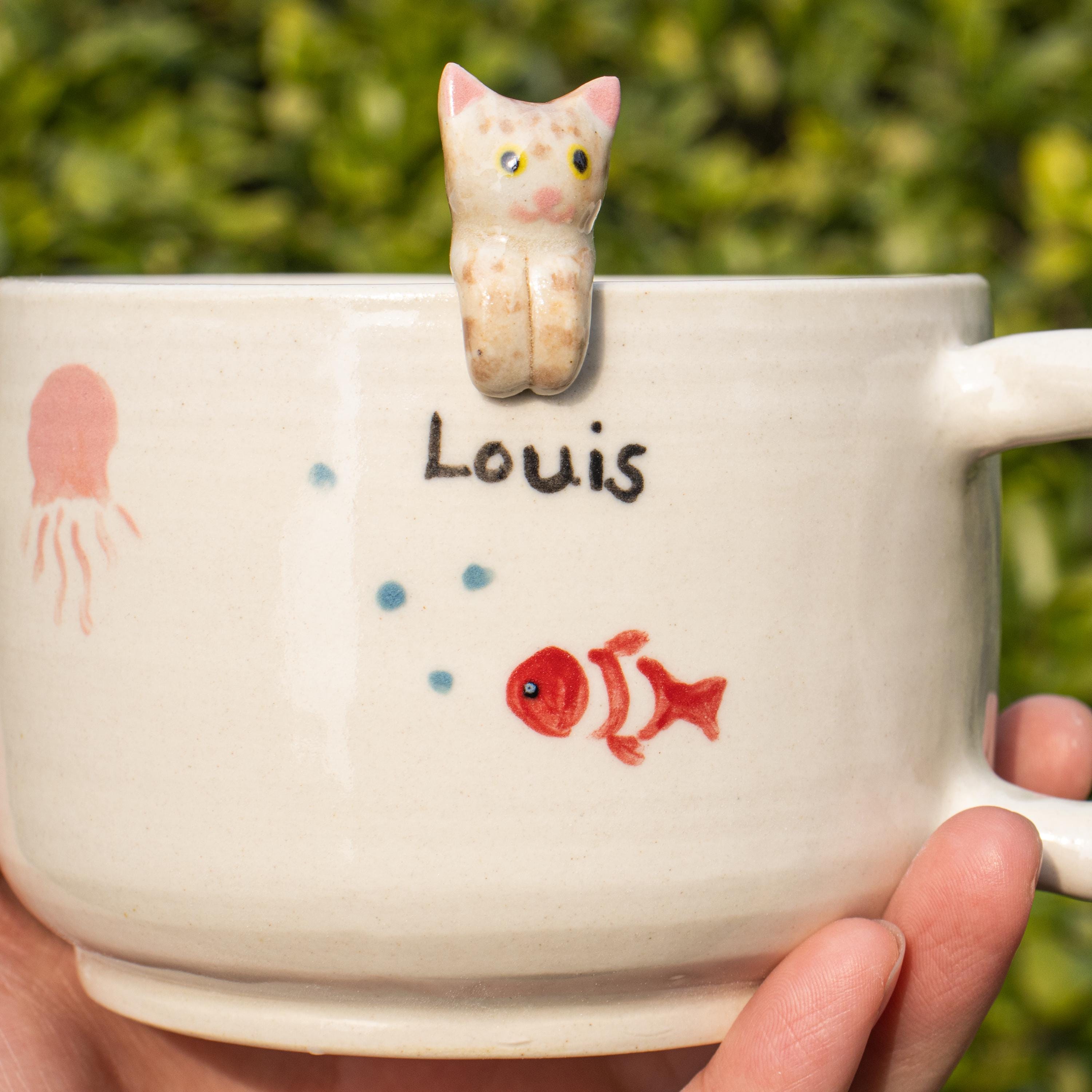 Custom Pet Mug, Handmade Ceramic Coffee Mug, Personalized Cat Mug, Pet Birthday Gift, Birthday Gift, Lover Gift,Pet Cat Doodle Cup,Cute Cup