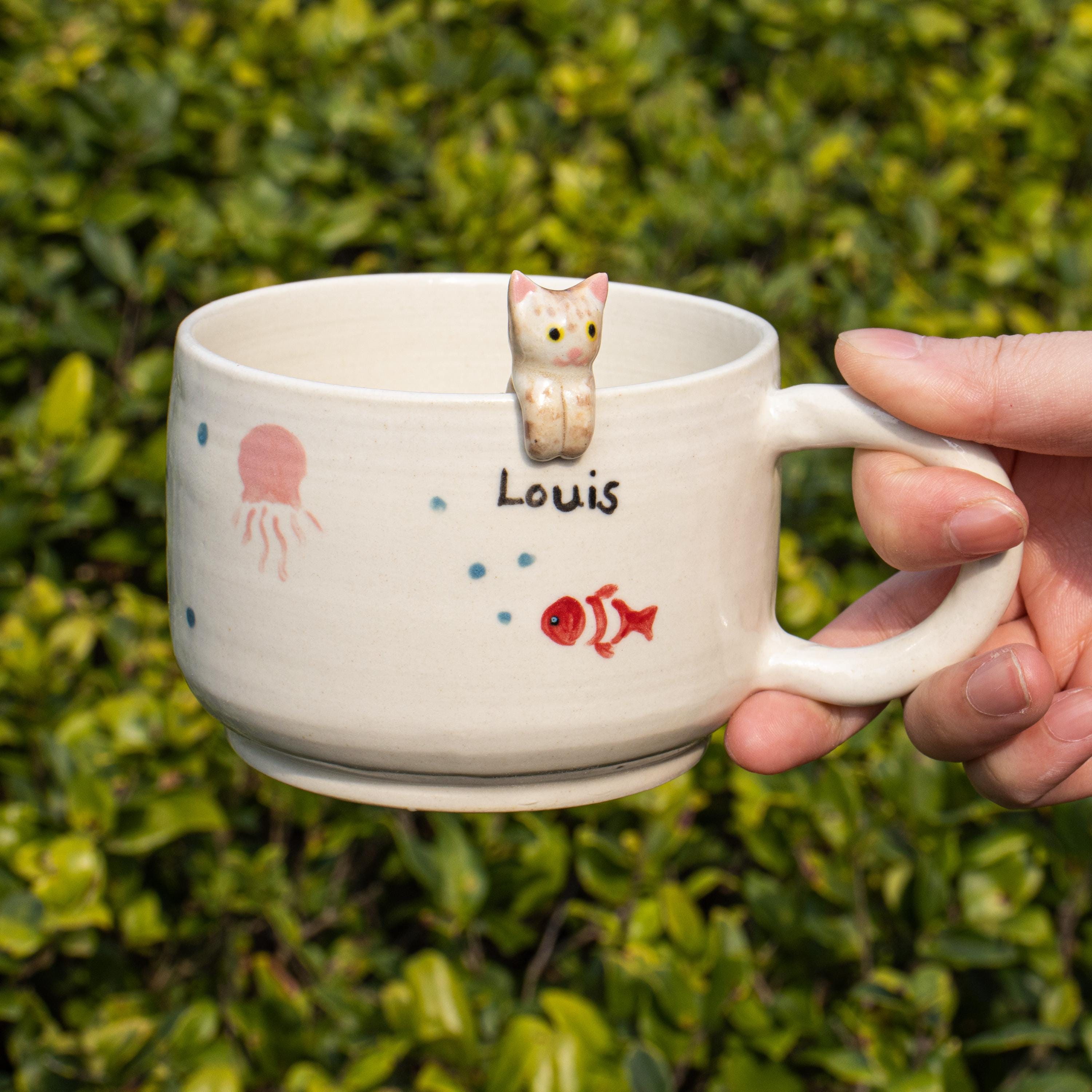 Custom Pet Mug, Handmade Ceramic Coffee Mug, Personalized Cat Mug, Pet Birthday Gift, Birthday Gift, Lover Gift,Pet Cat Doodle Cup,Cute Cup