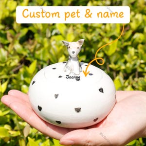 Custom Dog Urn for Ashes,Adorable Handmade Ceramic Pet Urn,Dog Figurine Topper with Heart - Shaped Graffiti, Memorative Gift, Special Memory
