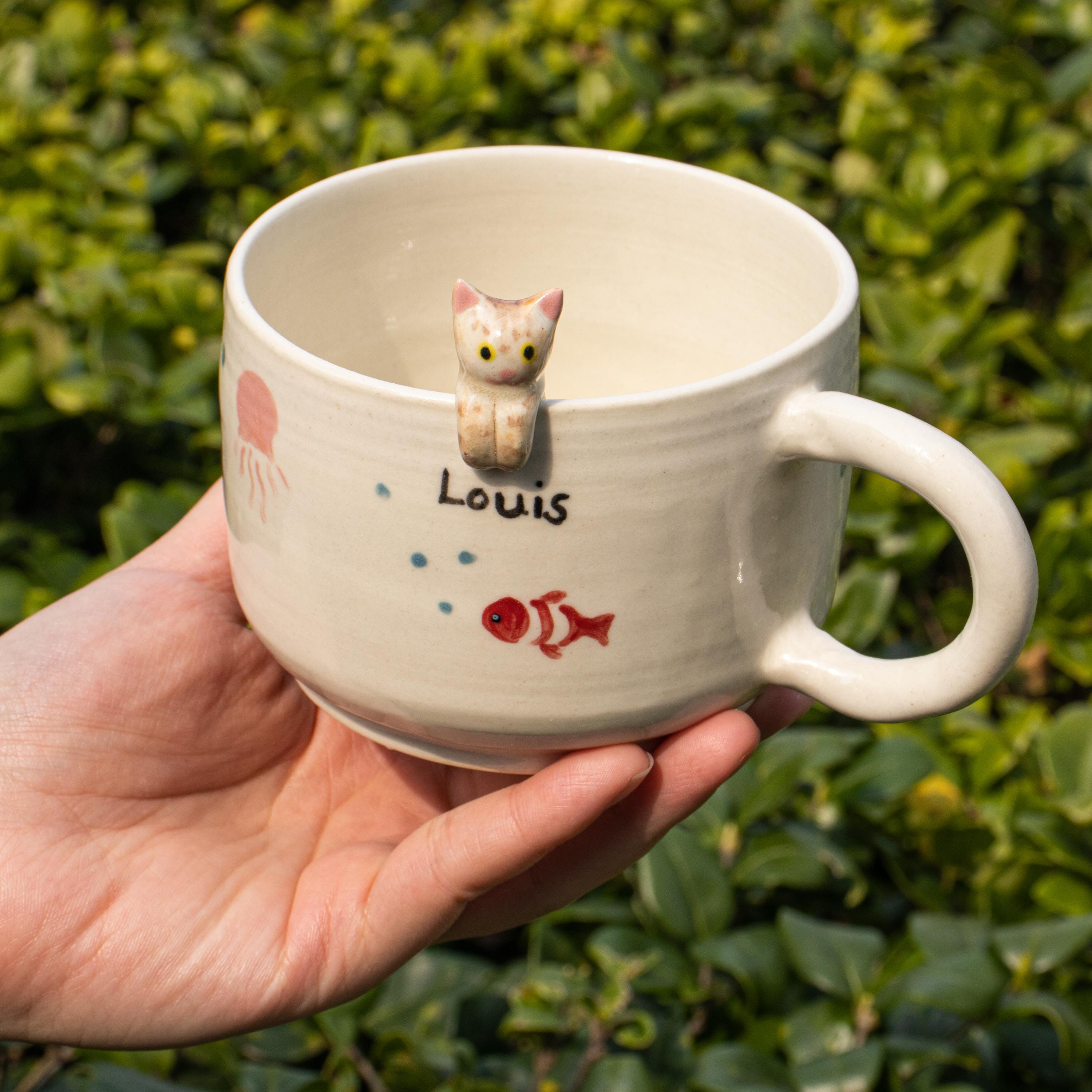 Custom Pet Mug, Handmade Ceramic Coffee Mug, Personalized Cat Mug, Pet Birthday Gift, Birthday Gift, Lover Gift,Pet Cat Doodle Cup,Cute Cup