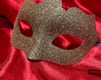 Simple Gold Glitter Glitter Masquerade Mask High Quality