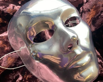 The Unknown Silver Mask Mirror Chrome Handmade Masquerade Mask Easy Halloween Costume