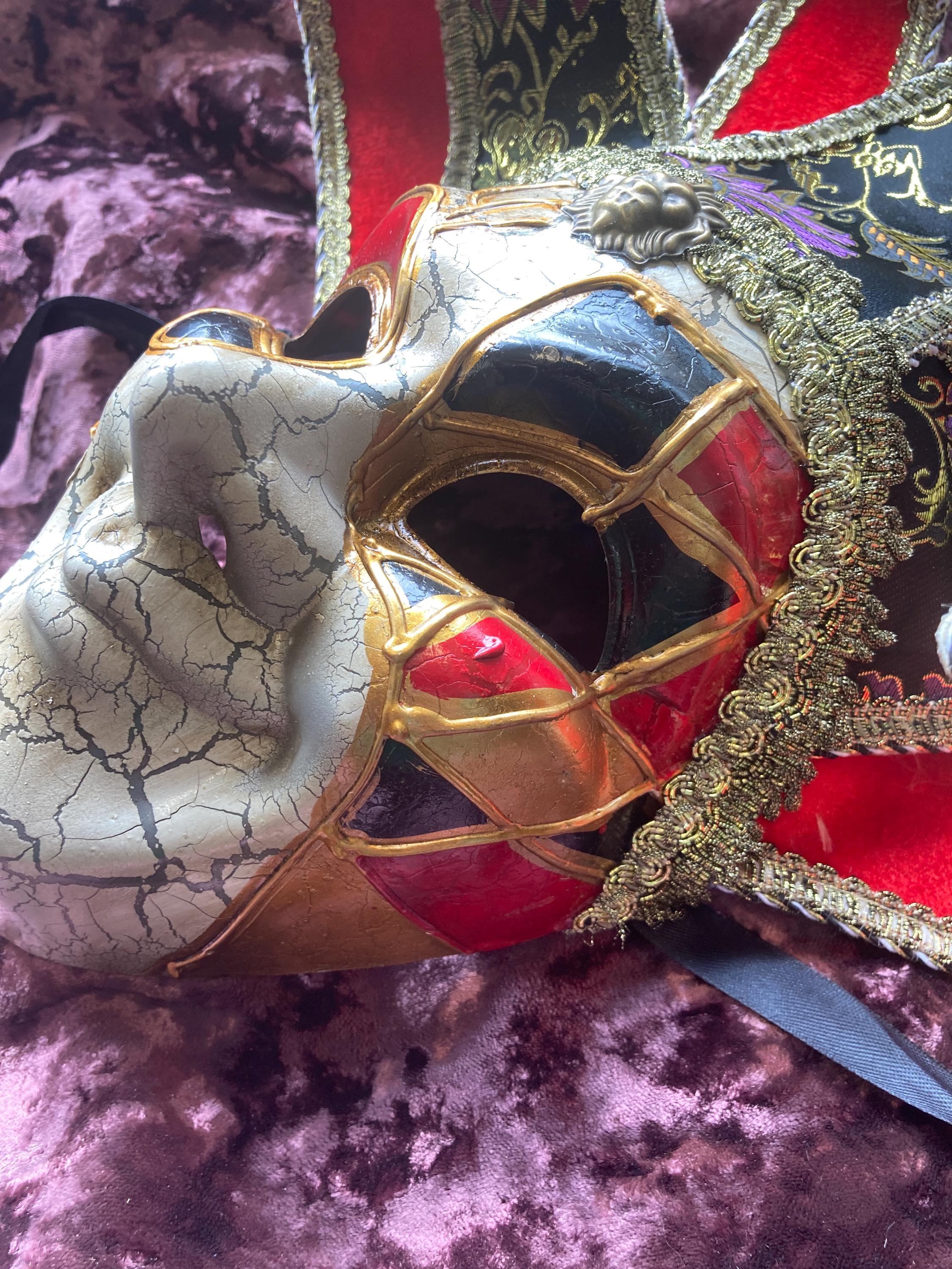 Deluxe Jingle Bell Jester Mask Venetian Masquerade Large Traditional ...