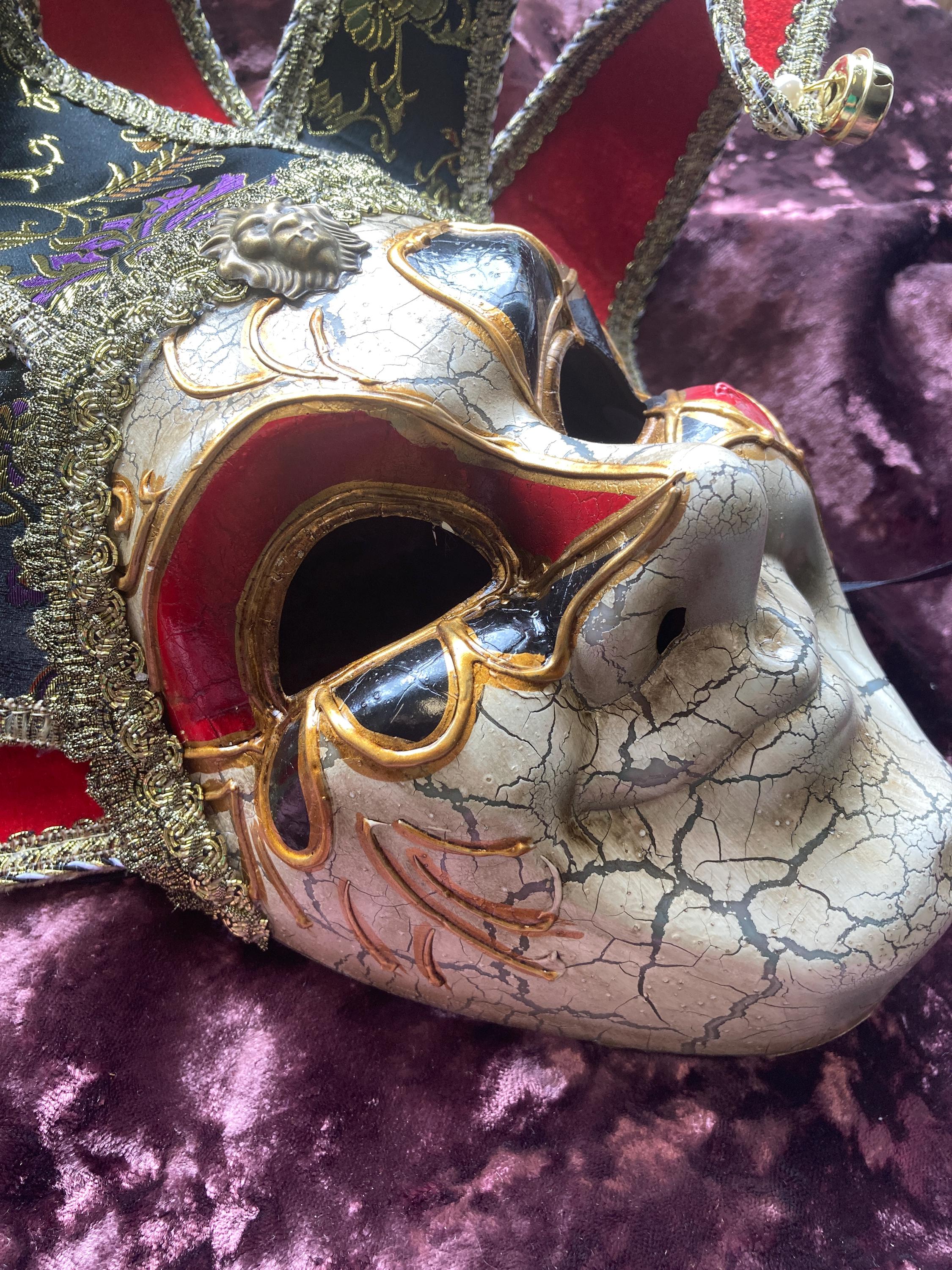 Deluxe Jingle Bell Jester Mask Venetian Masquerade Large Traditional ...