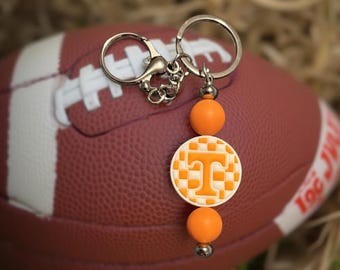 UT Vols Orange & White Silicone Beaded Keychain with Lobster Clasp